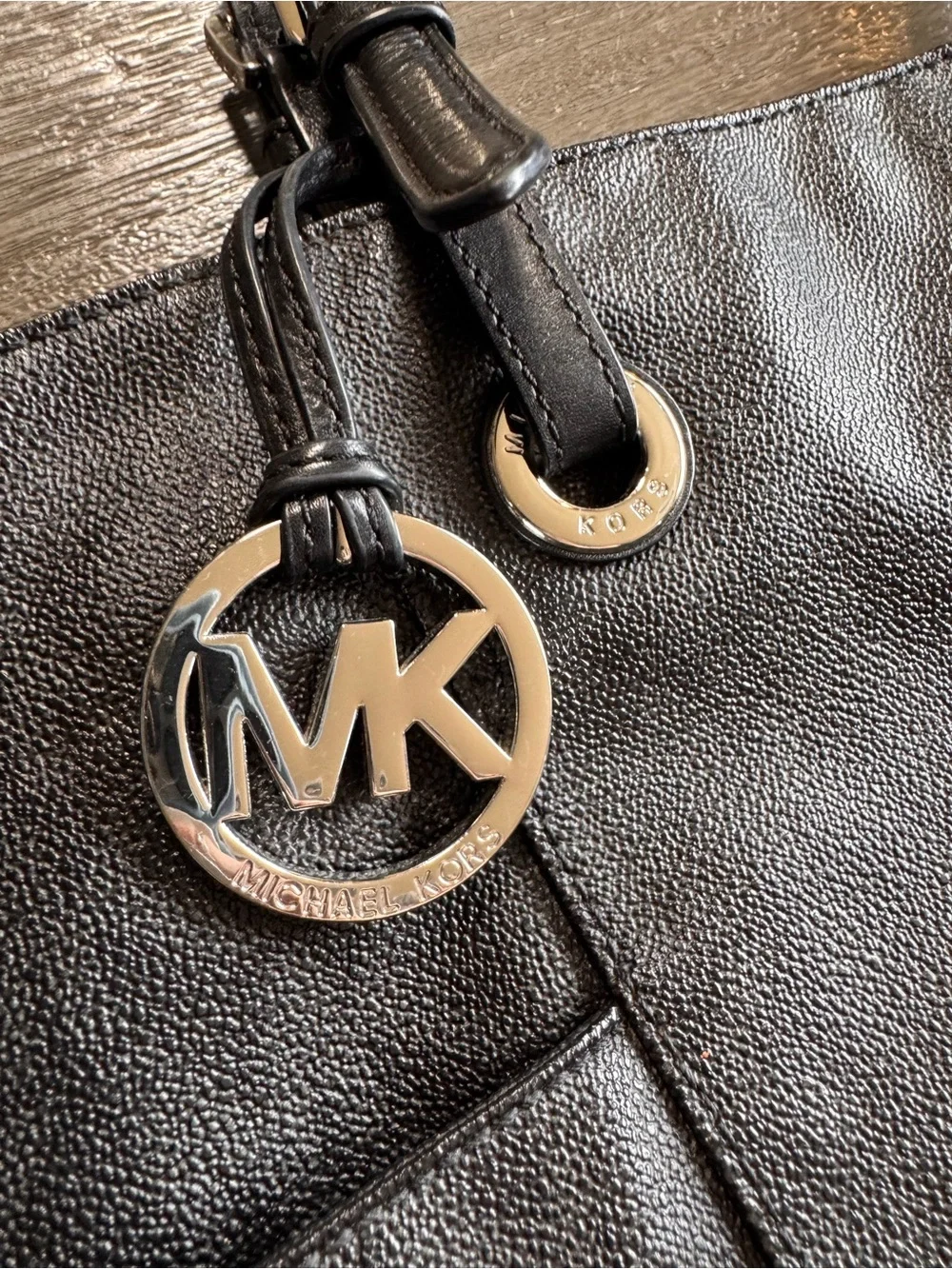 Michael Kors Jet Set East West Tote Shoulder Bag Purse Black Silver Hardware